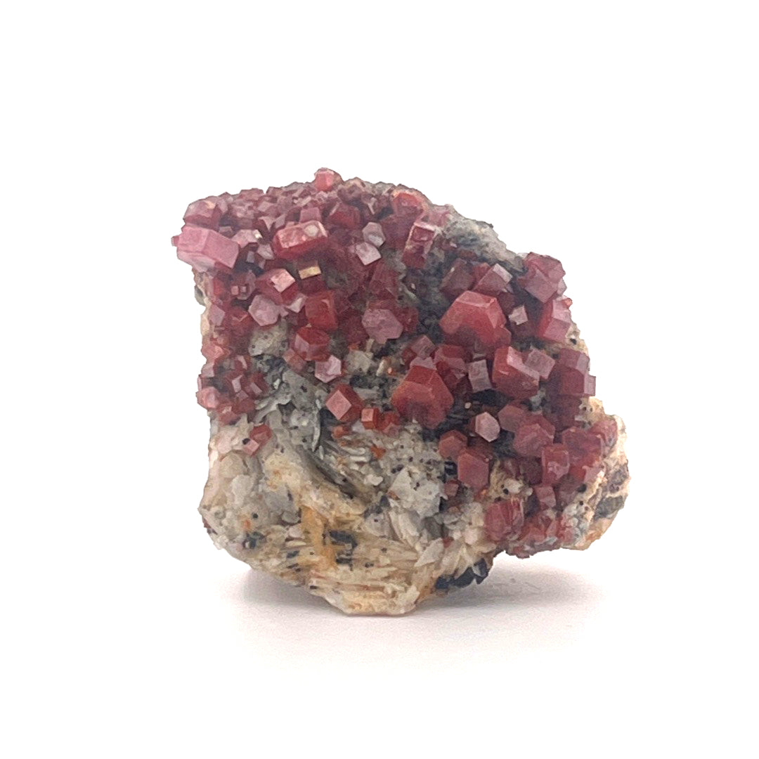 Vanadinite on Goethite Barite Druzy