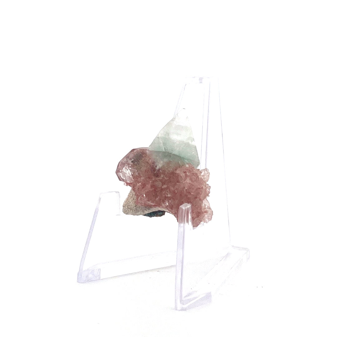 Mint Green on Shiny Pink Apophyllite Fused with Stilbite High Grade |  8.6 (g)