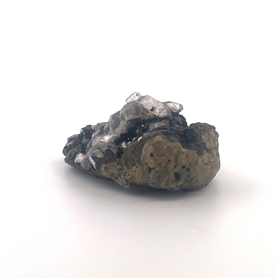 Rainbow Calcite Hexagonal on Black Druzy Zeolite | 22 (g)