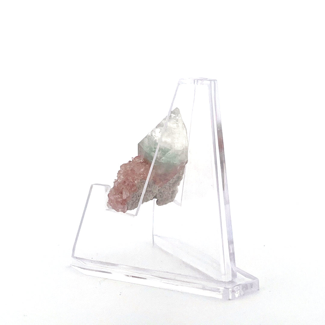 Mint Green on Shiny Pink Apophyllite Fused with Stilbite High Grade |  8.6 (g)