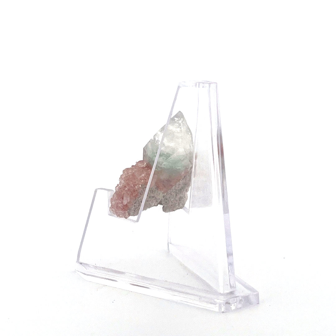 Mint Green on Shiny Pink Apophyllite Fused with Stilbite High Grade |  8.6 (g)