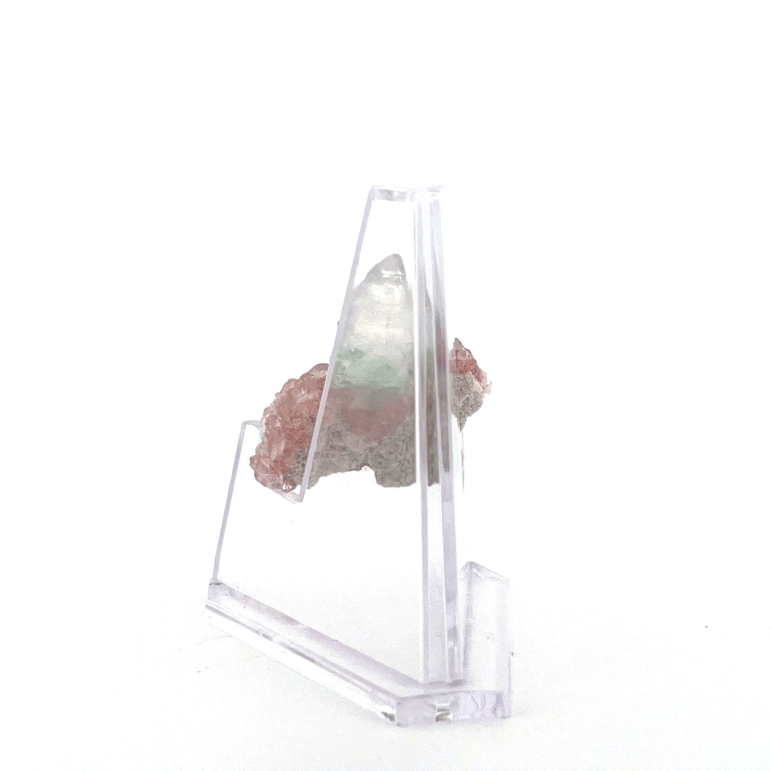 Mint Green on Shiny Pink Apophyllite Fused with Stilbite High Grade |  8.6 (g)