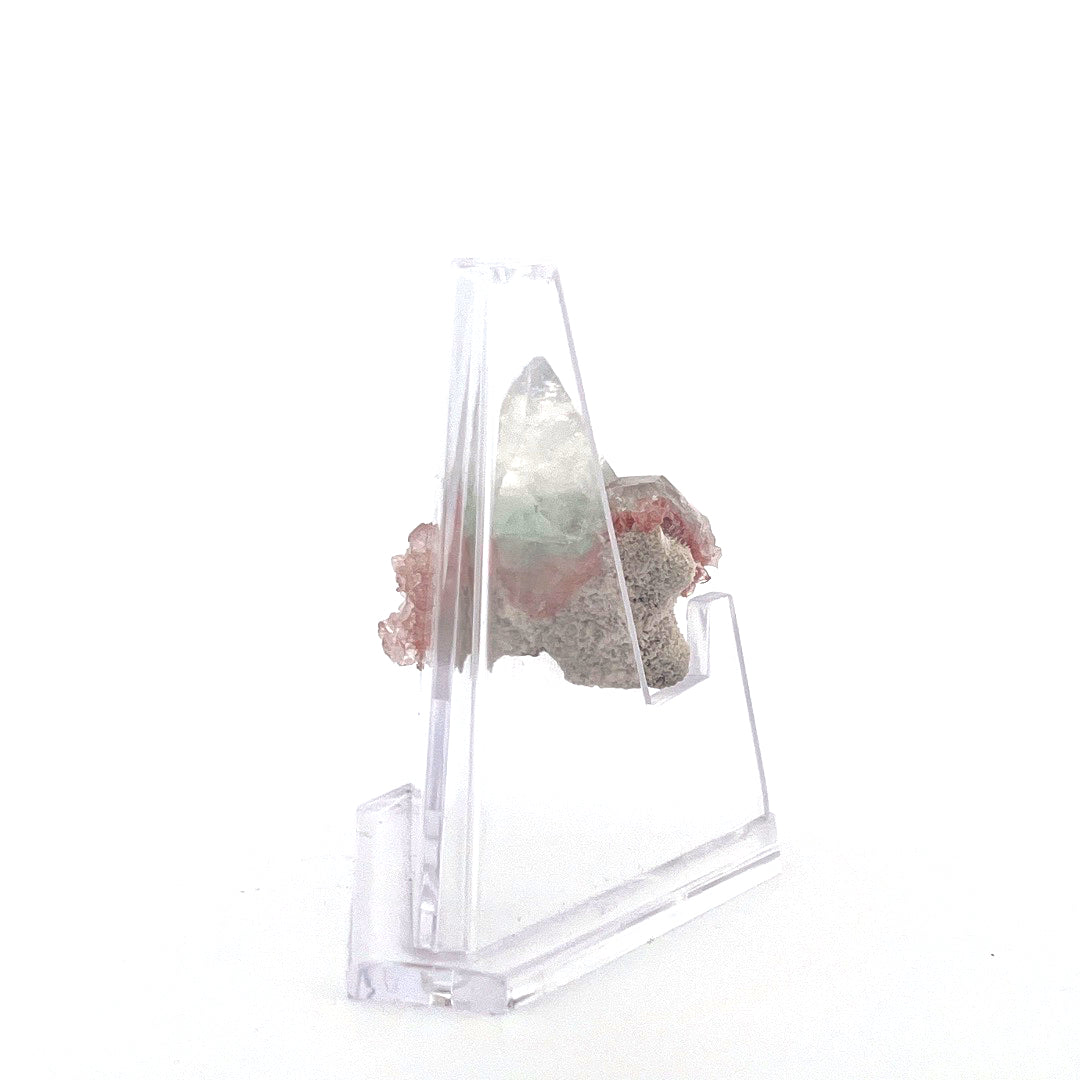 Mint Green on Shiny Pink Apophyllite Fused with Stilbite High Grade |  8.6 (g)