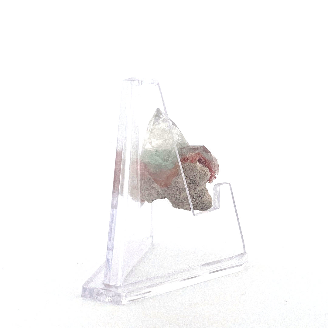 Mint Green on Shiny Pink Apophyllite Fused with Stilbite High Grade |  8.6 (g)