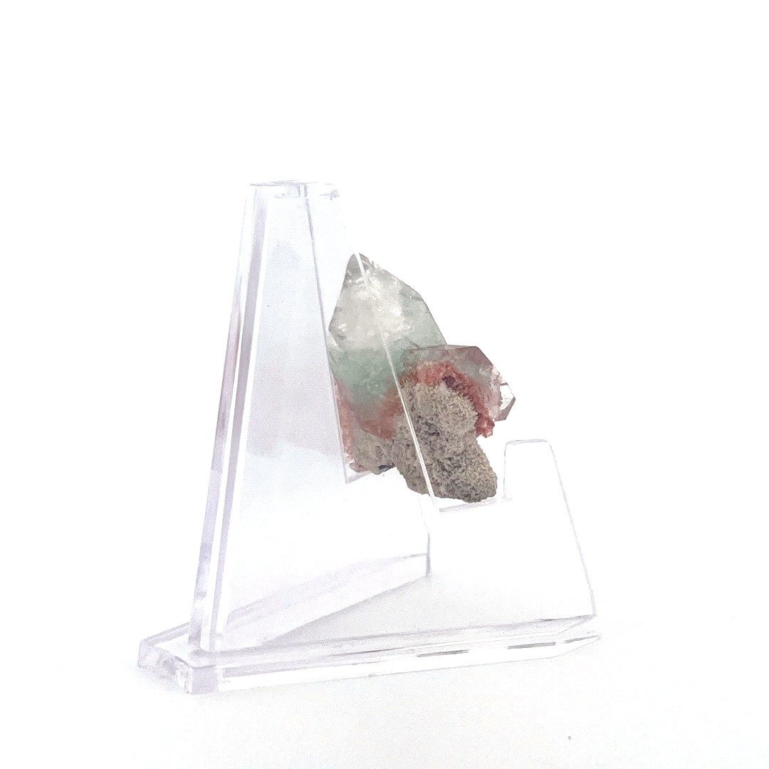 Mint Green on Shiny Pink Apophyllite Fused with Stilbite High Grade |  8.6 (g)