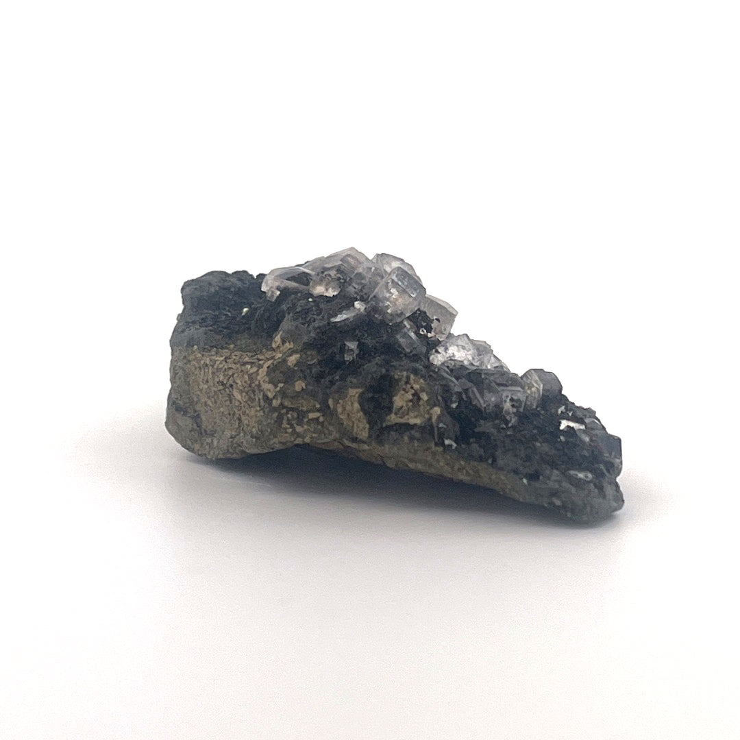 Rainbow Calcite Hexagonal on Black Druzy Zeolite | 22 (g)