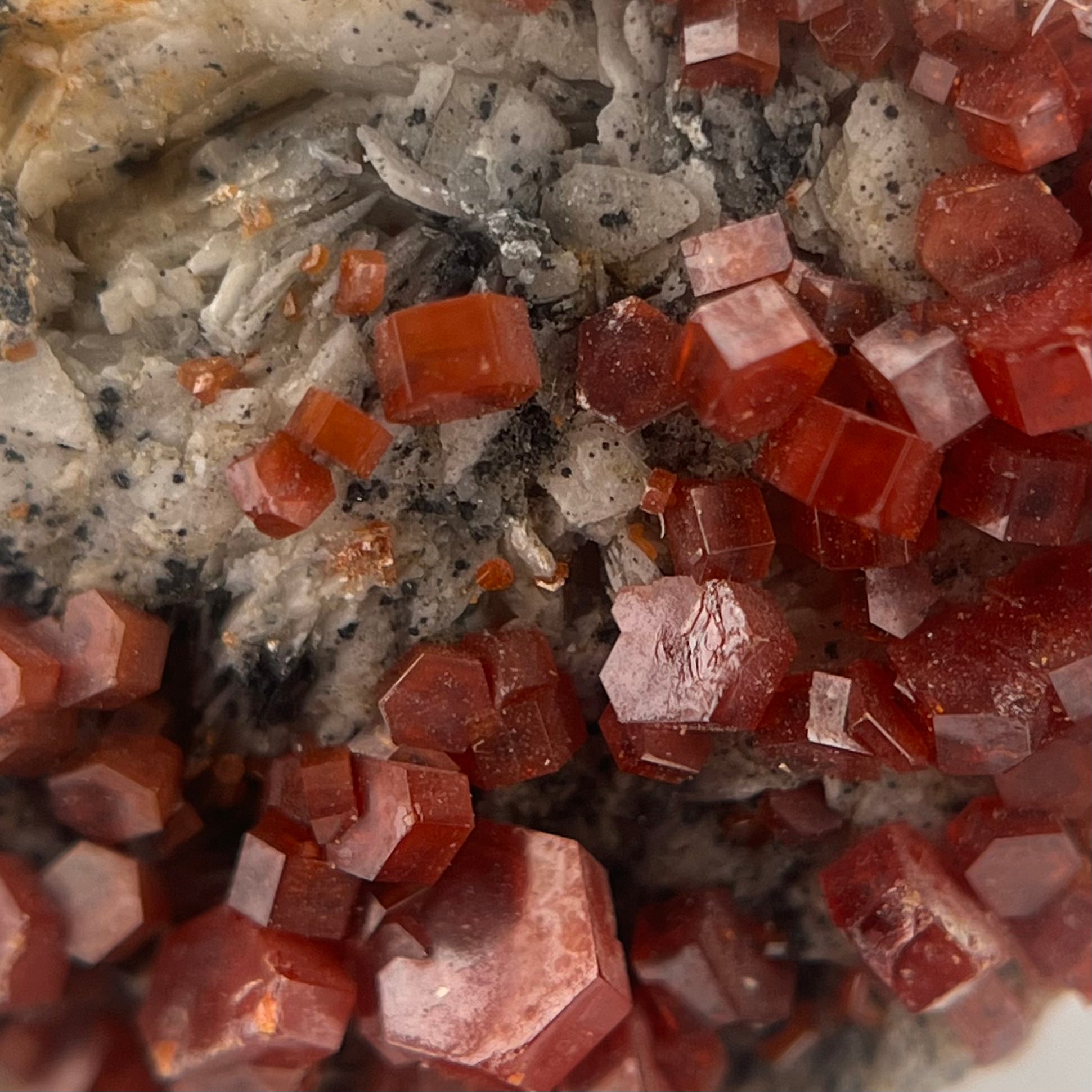 Vanadinite on Goethite Barite Druzy